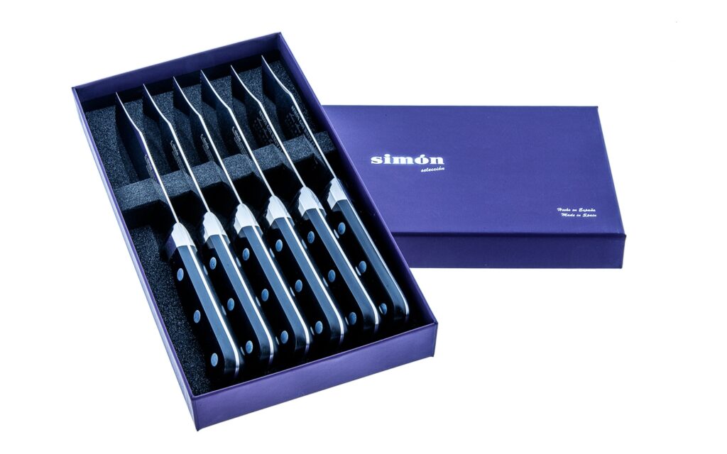 Big steak knife Simón Gourmet in fiber with mixed serrated edge